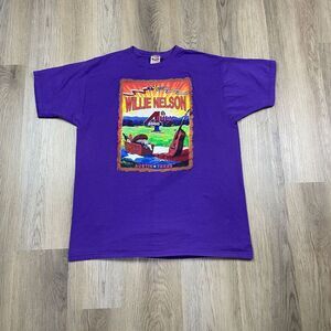 Vintage Shirt Mens XL Purple Willie Nelson 4th of July Picnic Concert Austin